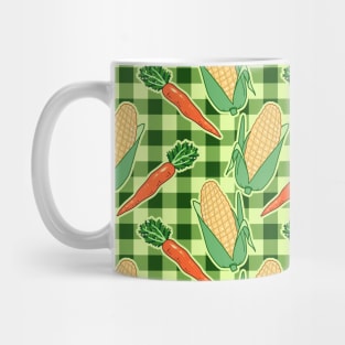 Corn Carrots Gingham Pattern Mug